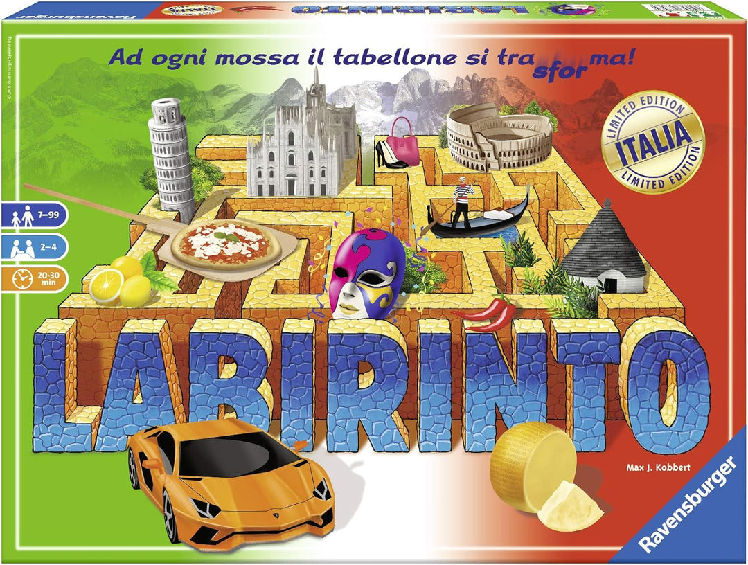 Ravensburger 26793 Labyrinth Italien, Gesellschaftsspiel, italienische Version, Family Game, 2-4 Spi
