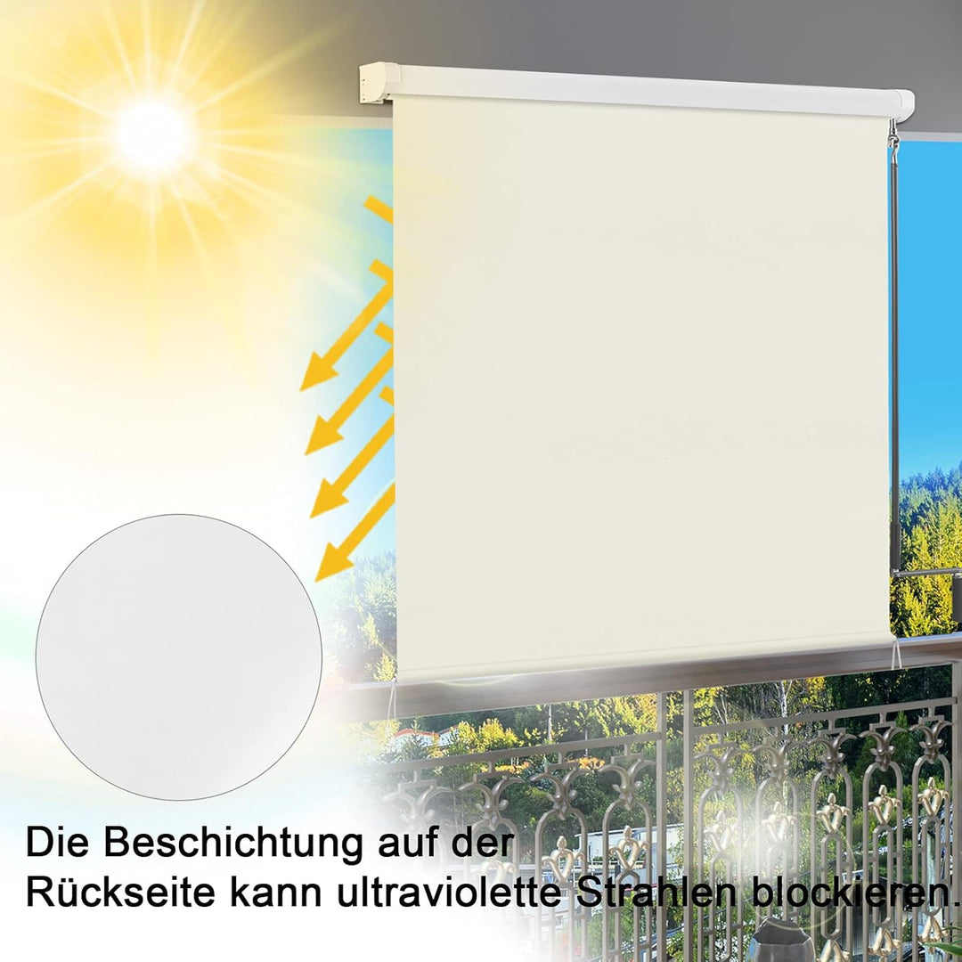 WOLTU Senkrechtmarkise Balkonmarkise Vertikalmarkise mit Handkurbel und Markisenkassette für Terrass