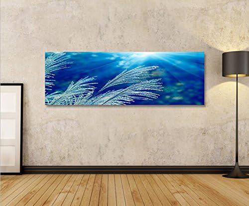 islandburner Bild Bilder auf Leinwand Blaue Blume Panorama XXL Poster Leinwandbild Wandbild Dekoarti