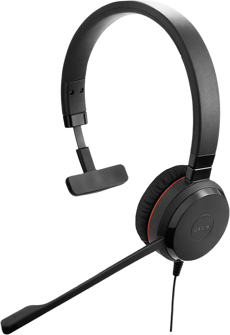 Jabra Evolve 30 UC Mono Headset – Unified Communications Kopfhörer für VoIP Softphones mit passivem