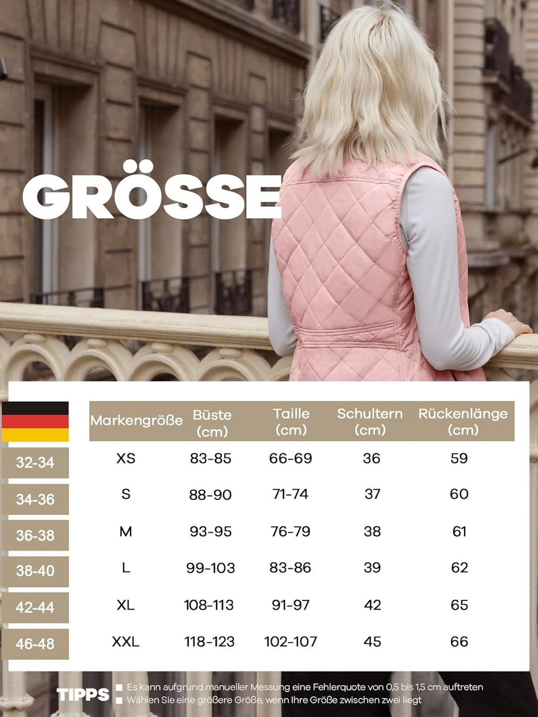 fuinloth Damen Weste mit Stehkragen Westen Steppweste Leicht Ärmellos Jacke mit Reissverschluss Tasc