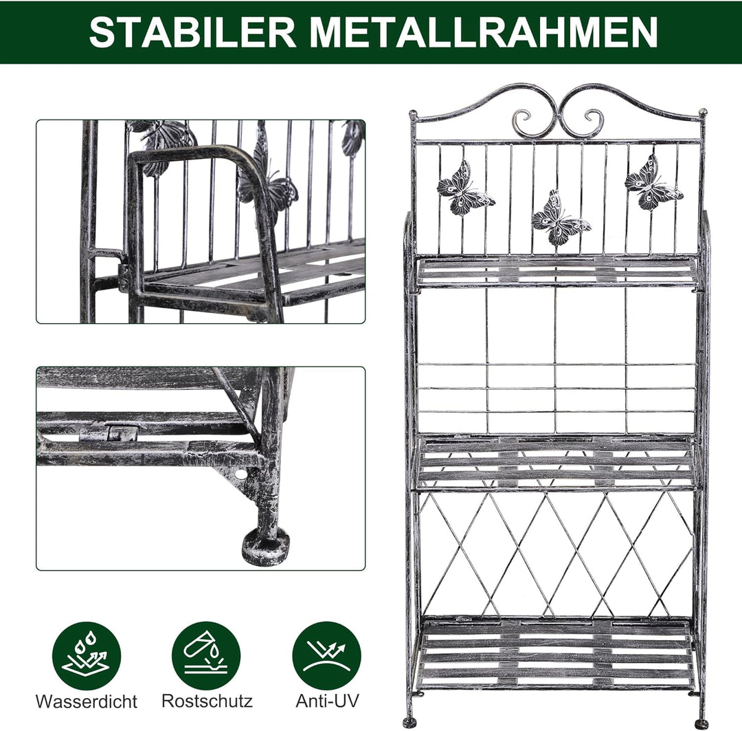 Outsunny Pflanzregal Pflanzenständer Blumenregal Blumenständer Blumentreppe Gartenregal 3 Ebenen Met
