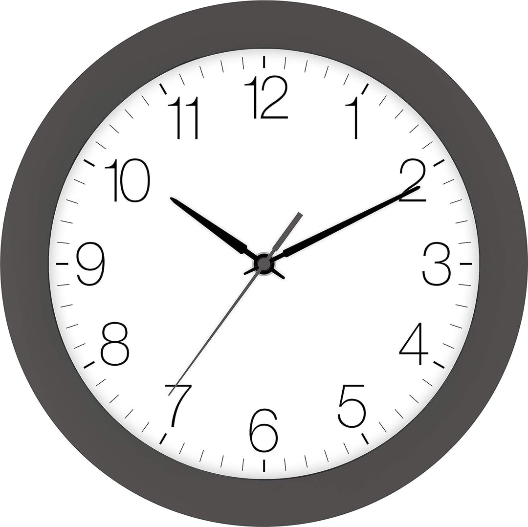 Eurotime Funkwanduhr, 30 cm, Granit Grau, Kunststoffgehäuse, gewölbtes Echtglas, automatische Zeitei