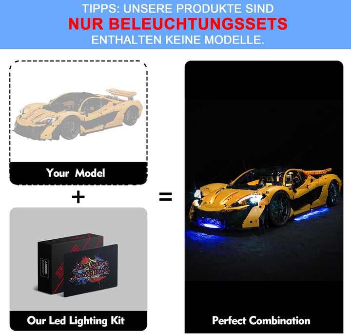 LocoLee Licht Set Kompatibel mit Lego McLaren P1 Sonderanfertigung Fernbedienung Version, Nur Lichte