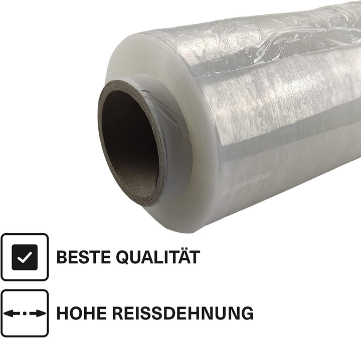 Netuno 1x weisse Stretchfolie 23my 500 mm 2,5 kg transparente Folie Polyethylen Folie Cast-Film Weis