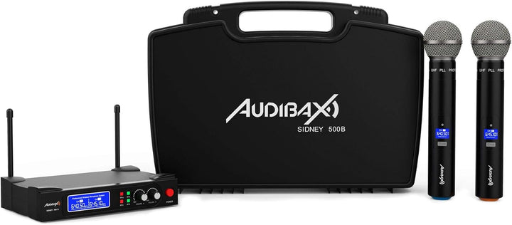 Audibax Sidney 500 B Micrófono Inalámbrico Profesional UHF Doble Mano + Maleta