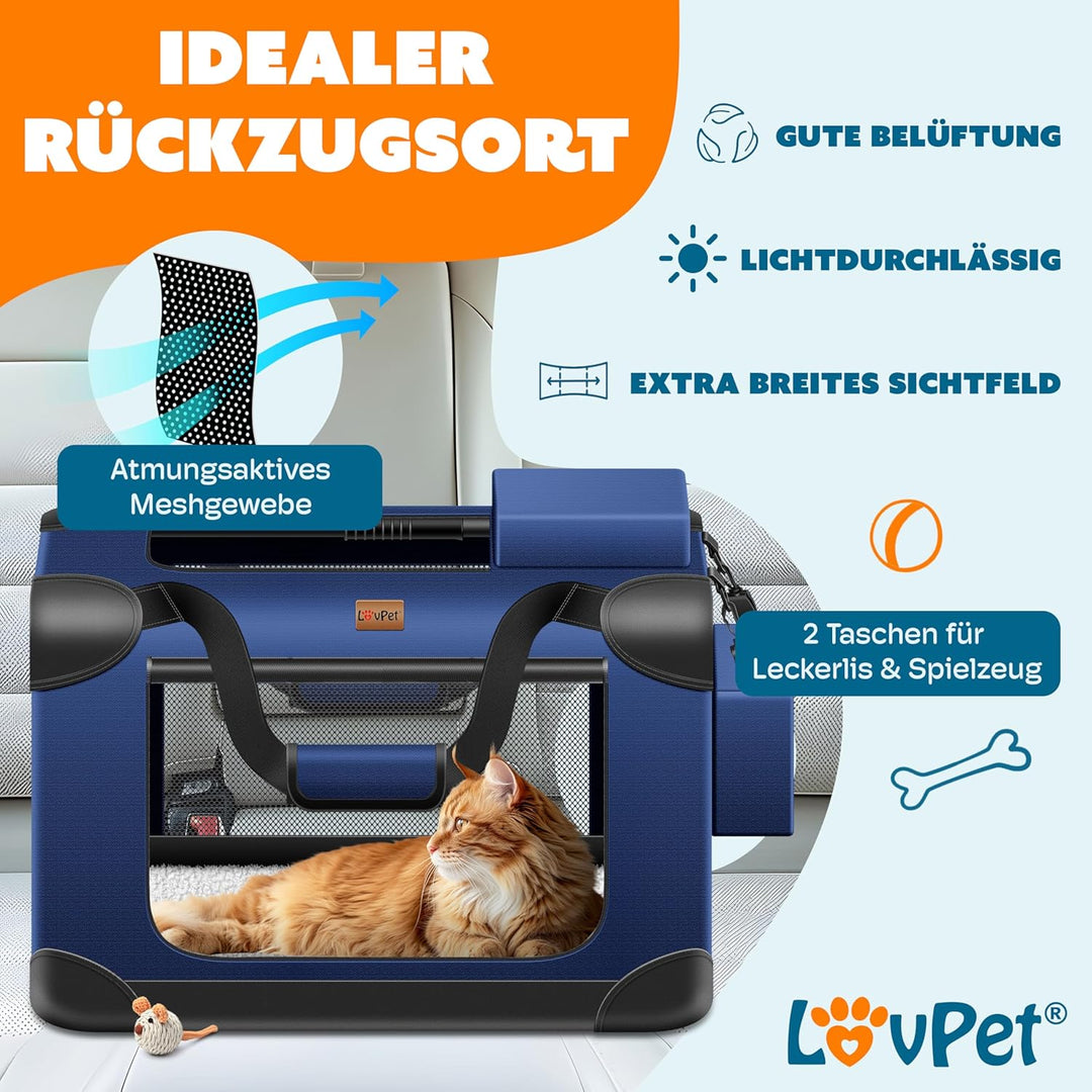 Lovpetยฎ Transportbox Hund Katze Transporttasche S 49,5x34,5x35cm | Hunde-Tragetasche Faltbare Katzen