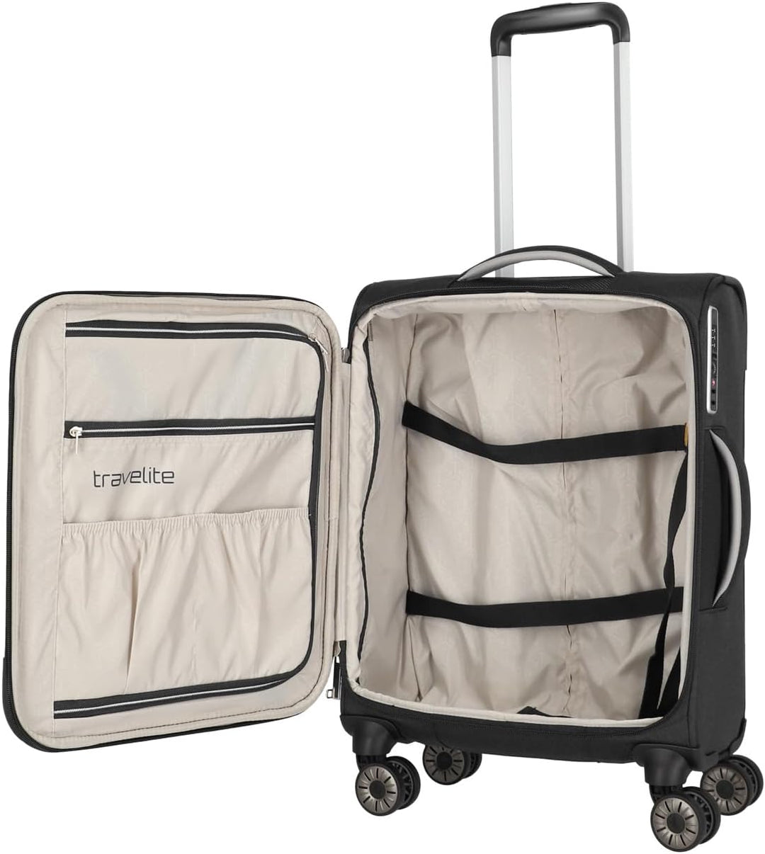 TRAVELITE MIIGO 4w Trolley S, Black, Unisex-Erwachsene Gepäck- Koffer, Black, Talla única - 92747