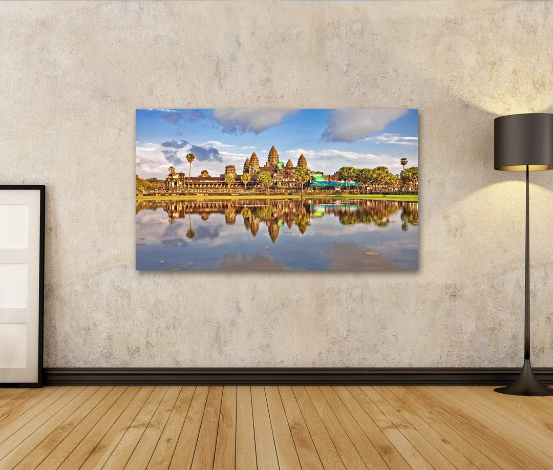 islandburner Bild auf Leinwand Angkor Wat Tempel Bilder Wandbilder Poster, Leinwand 80x40cm