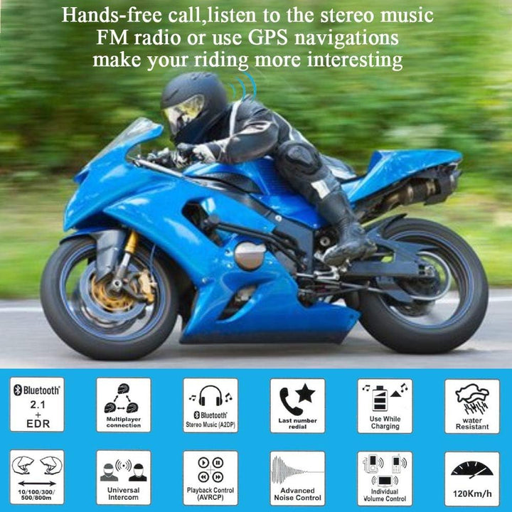 FreedConn Motorrad Kommunikation System, Helm Bluetooth Intercom,Helm Headset(800m Reichweite,Damit