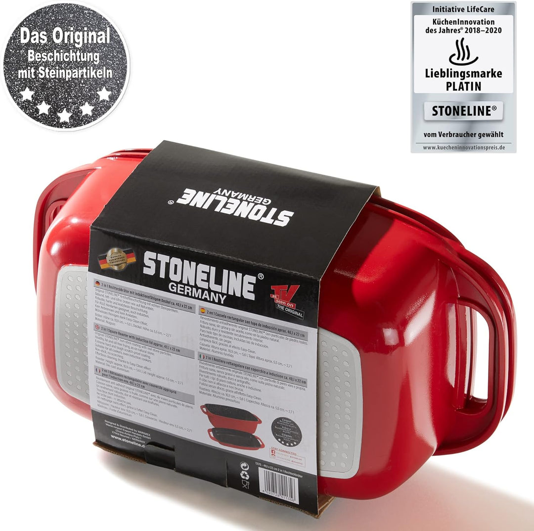 STONELINE Aluguss Bräter mit Deckel 40x22 cm, 5,6 L Bräter Induktion Backofengeeignet Für alle Herda