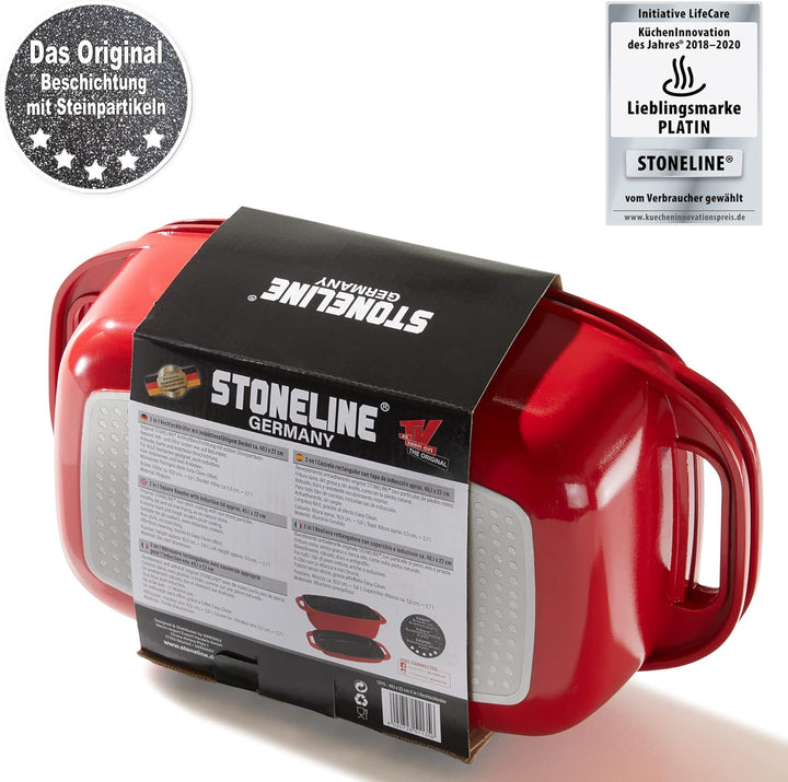 STONELINE Aluguss Bräter mit Deckel 40x22 cm, 5,6 L Bräter Induktion Backofengeeignet Für alle Herda