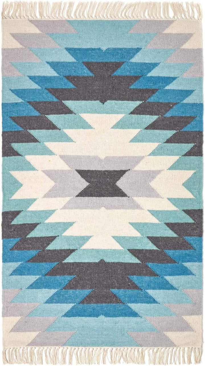 Homescapes Kelim-Teppich Helsinki, handgewebt aus Wolle/Baumwolle 120 x 170 cm, Wollteppich/Baumwoll