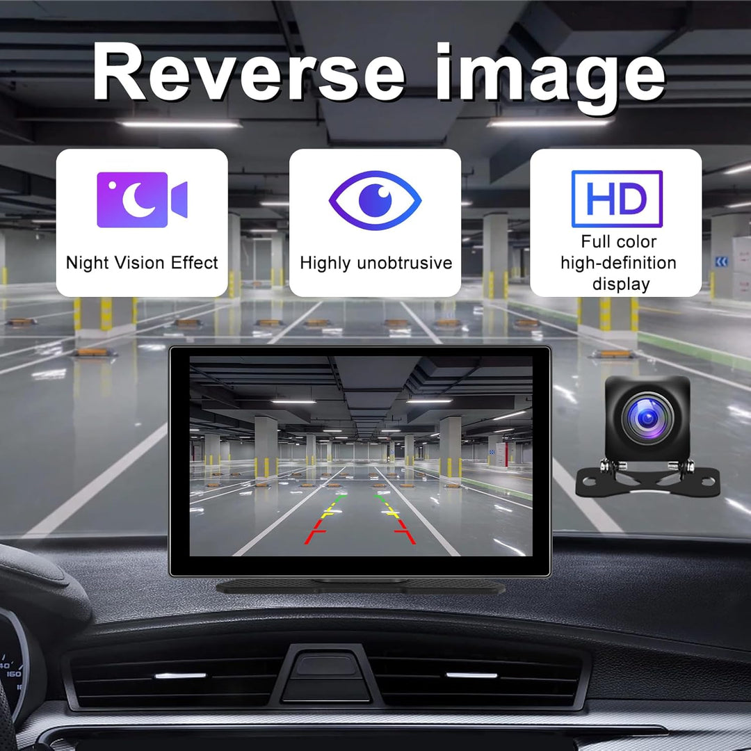 Hodozzy Tragbares Autoradio Wireless CarPlay Display Android Auto, Airplay Mirror Link, 9 Zoll Touch