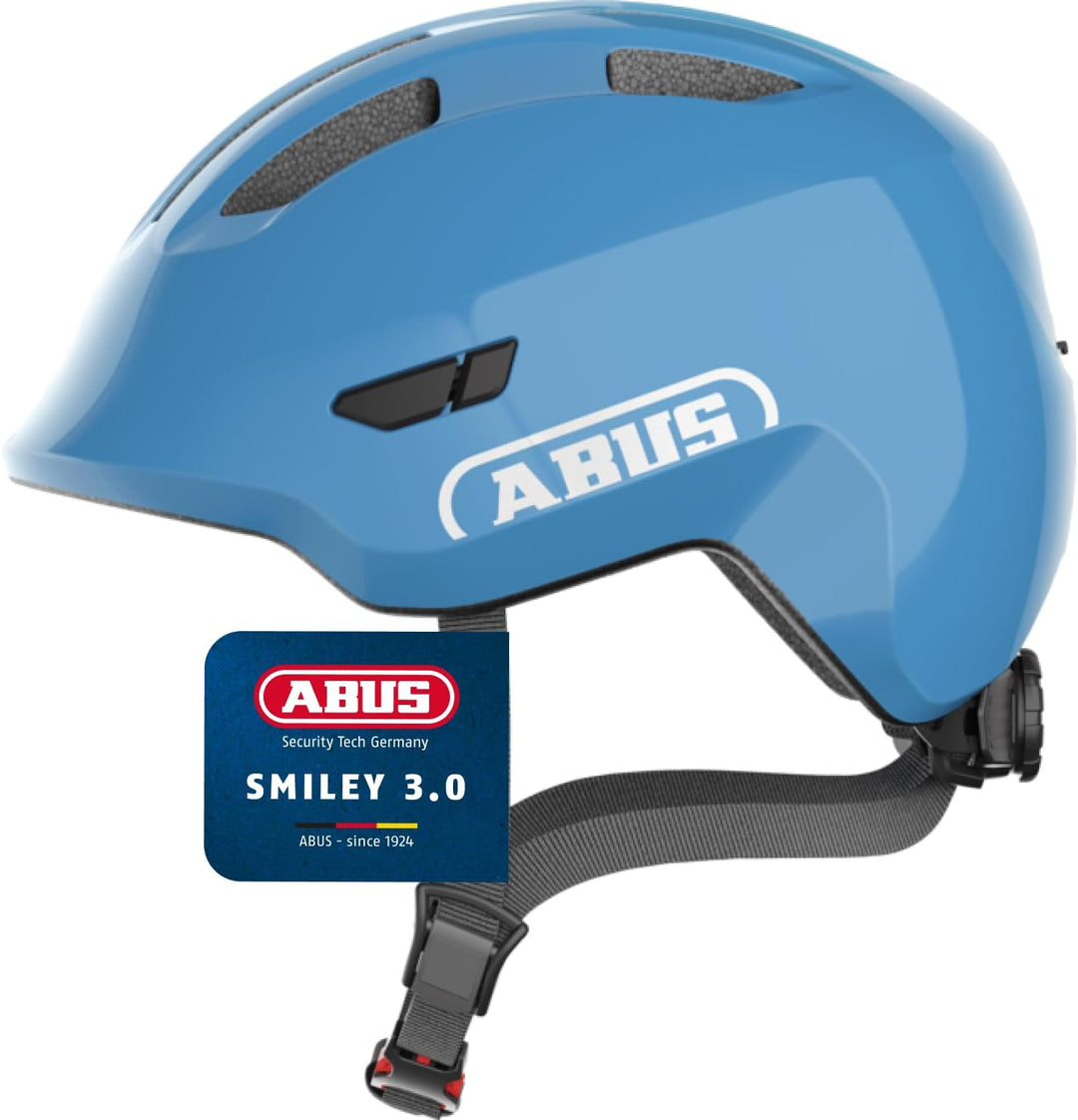 ABUS Kinderhelm Smiley 3.0 - Fahrradhelm mit tiefer Passform, kindergerechten Designs & Platz für ei