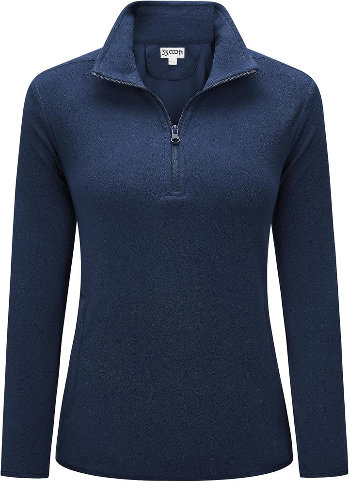 33,000ft Damen Fleece Pullover mit Halbreissverschluss Stehkragen Fleecepullover Sweatjacke Winter W