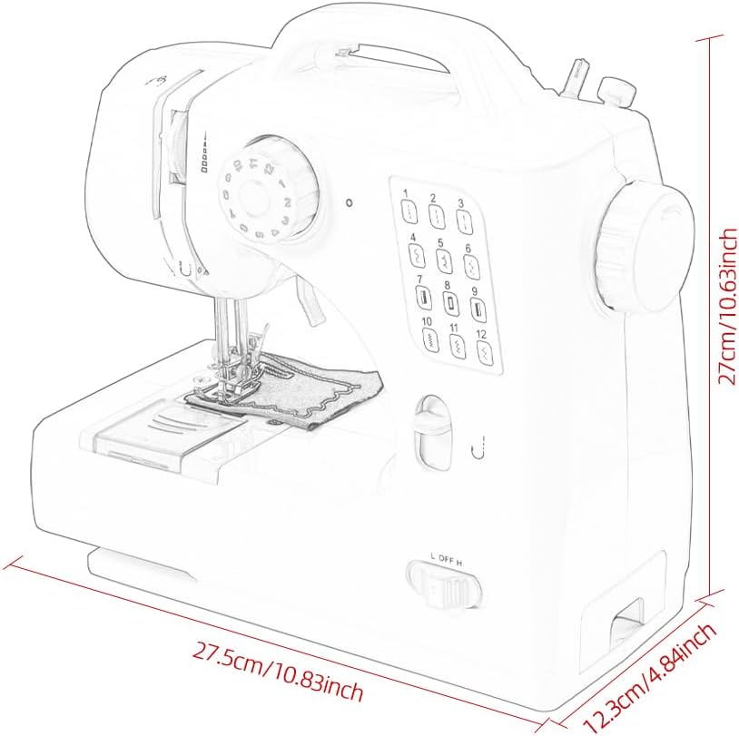 Nähmaschine, Mini elektrische tragbare Nähmaschine für Anfänger, 12-Stich Dual Speed mit Fuss Pedal