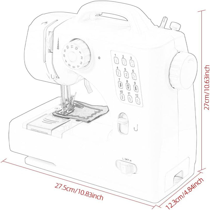 Nähmaschine, Mini elektrische tragbare Nähmaschine für Anfänger, 12-Stich Dual Speed mit Fuss Pedal