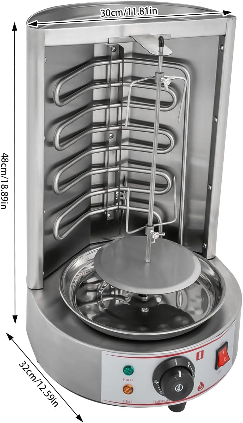 Dönergrill, Gas Vertikaler Broiler Gyros Grill, 220V Hähnchengrill Vertikalgrill Drehgrill mit Drehs