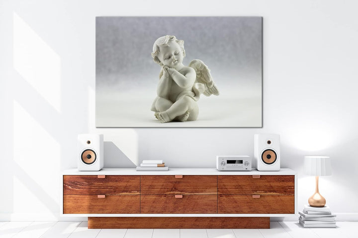 deyoli schöne Engelsfigur in weissem Raum im Format: 80x60 als Leinwandbild, Motiv fertig gerahmt au