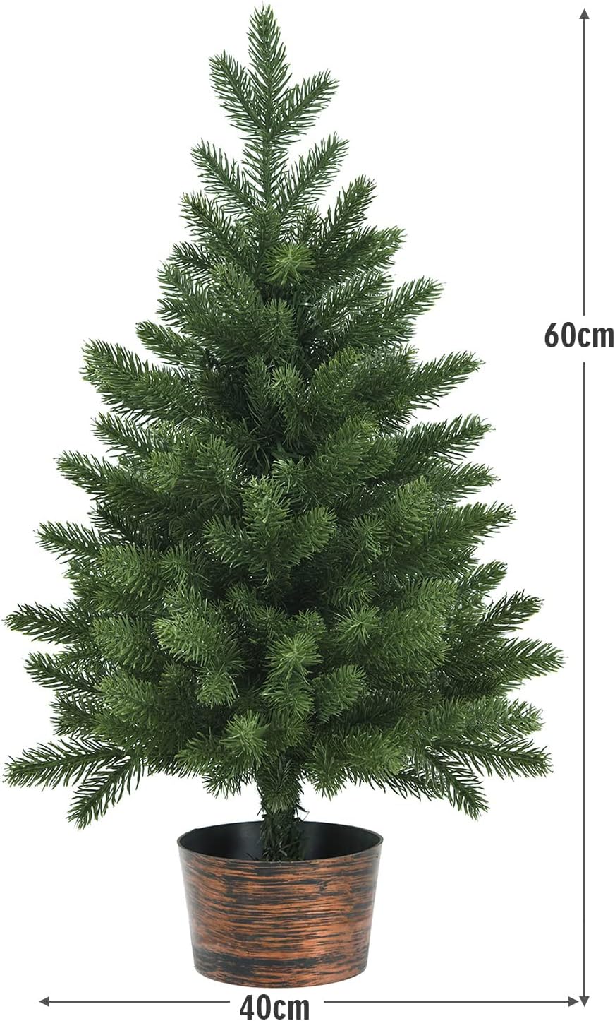 COSTWAY 60cm Kleiner Weihnachtsbaum, Mini Weihnachtsbaum mit 50 Zweigen und Sockel, künstlicher Tisc
