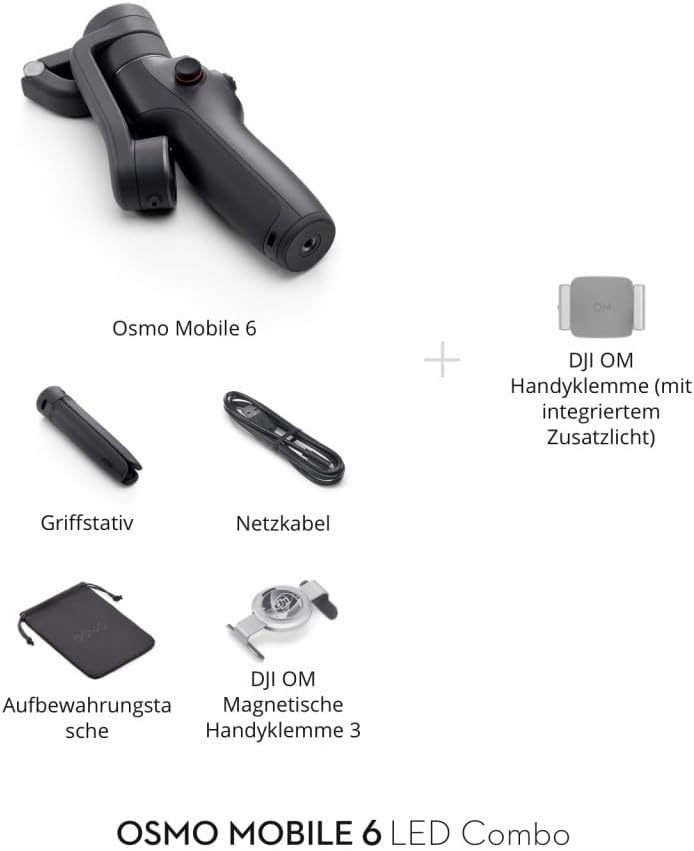 DJI OSMO Mobile 6 Smartphone-Gimbal, 3-Achsen-Stabilisierung, integrierter Verlängerungsstab, handli