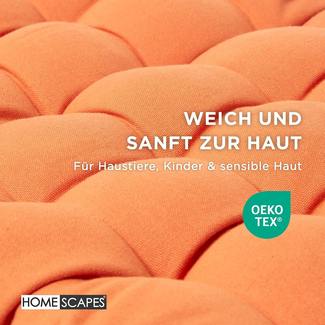 Homescapes 3-Sitzer Bankauflage, orange, Sitzkissen für Bänke und Gartenbänke mit Bezug aus 100% Bau