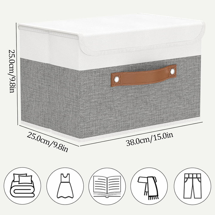 OUTBROS 3 Stück Aufbewahrungsboxen mit Deckel, 38 x 25 x 25 cm, faltbare Stoffboxen, Aufbewahrungskö