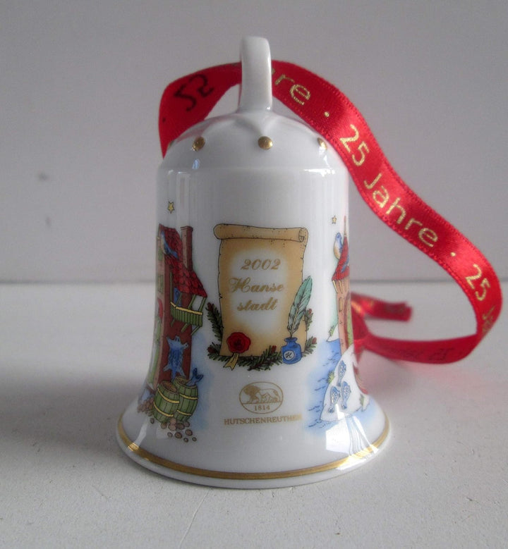 Hutschenreuther Weihnachtsglocke 2002, Porzellanglocke, Weihnachten, Baumanhänger, Baumschmuck, Anhä
