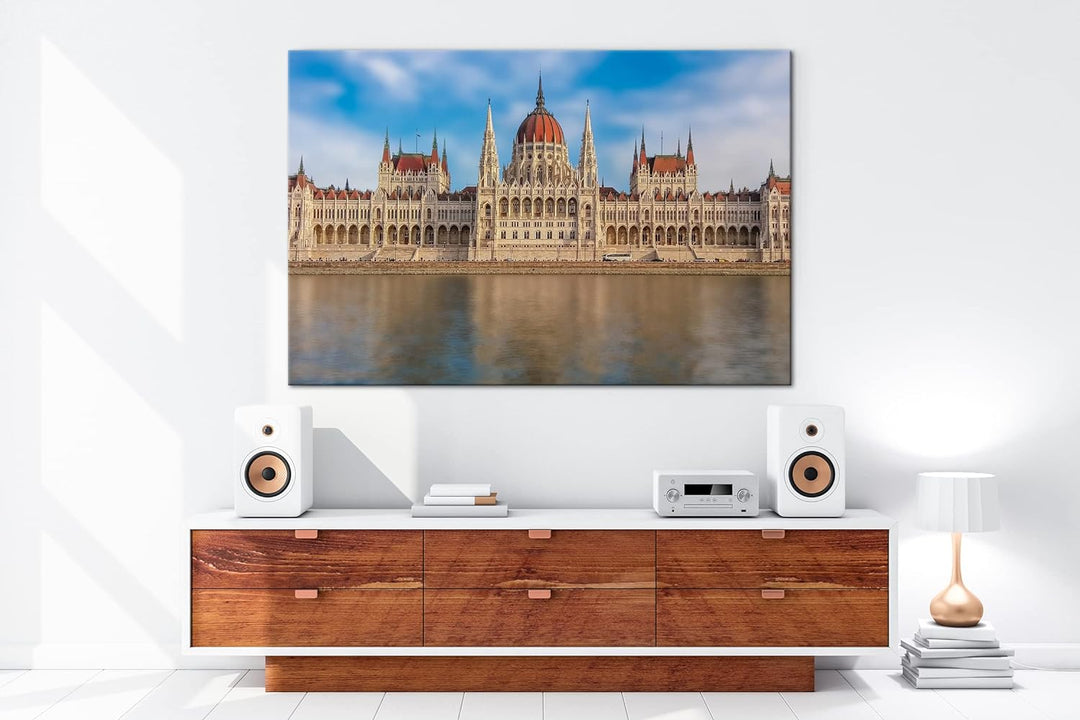 deyoli Ungarn Budapest Parlament Format: 60x40 als Leinwandbild, Motiv fertig gerahmt auf Echtholzra