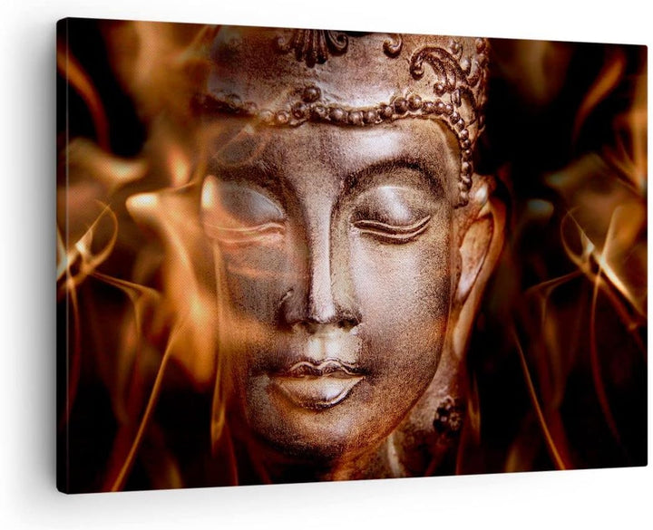 ARTTOR Bilder auf Leinwand Buddha Statue Geheimnis Leinwandbild 70x50cm Wandbilder Dekoration Wohnzi