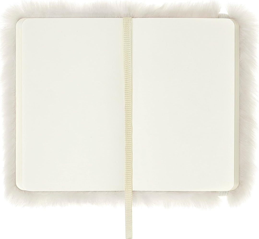 Moleskine - Notizbuch mit Kunstfell, Hardcover und Elastikverschluss, Grösse Extra-Small, Farbe Crem