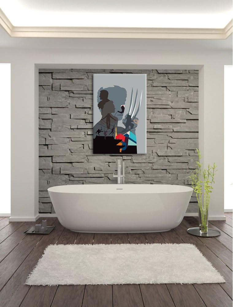 Pixxprint Wolverine Format: 100x70 auf Leinwand, XXL riesige Bilder fertig gerahmt mit Keilrahmen, K