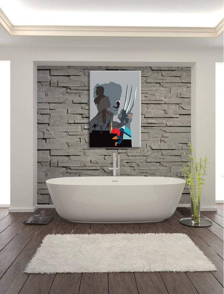 Pixxprint Wolverine Format: 100x70 auf Leinwand, XXL riesige Bilder fertig gerahmt mit Keilrahmen, K