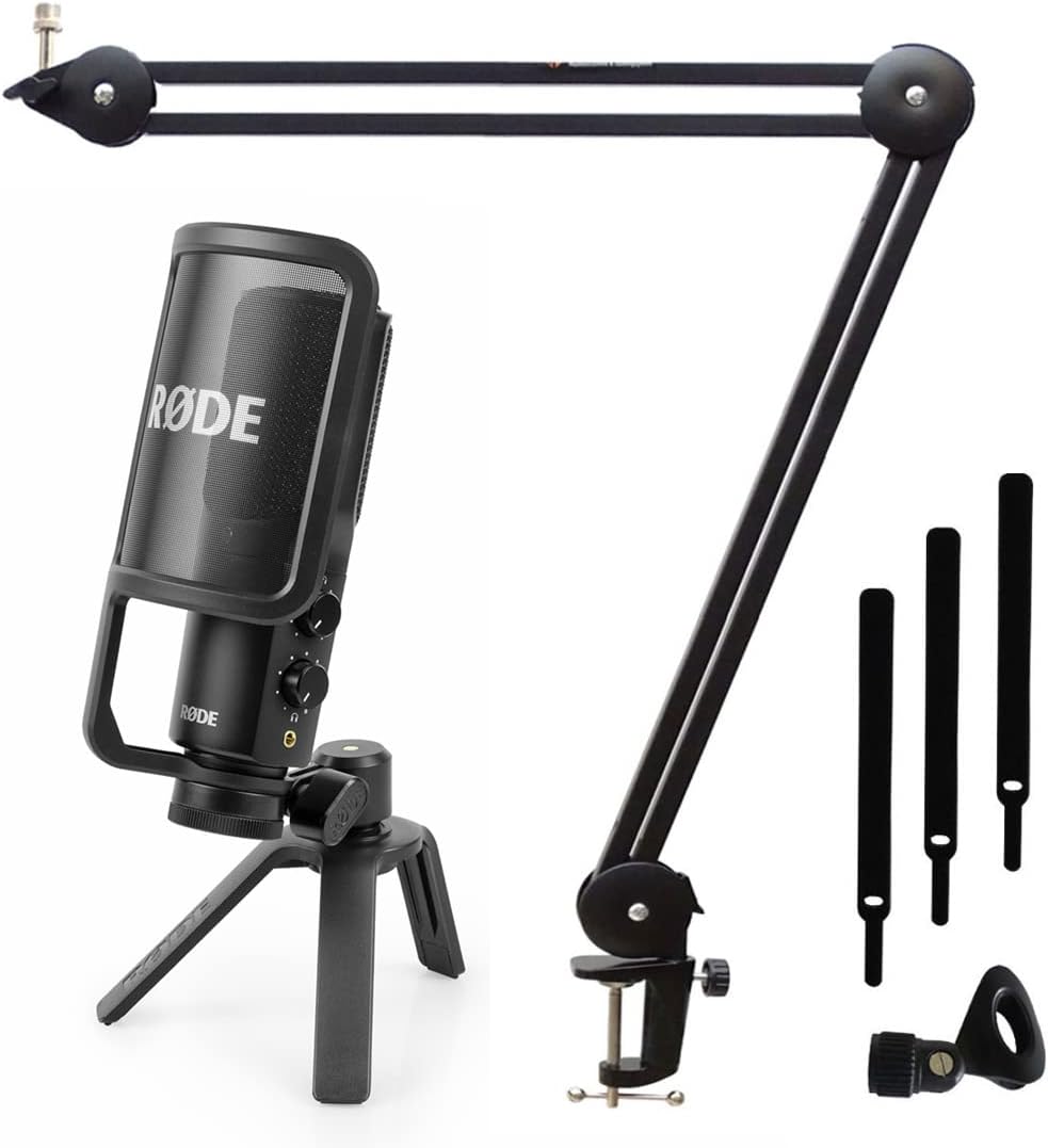 Rode NT-USB+ USB-Kondensatormikrofon + keepdrum MS138 Gelenkarm Schwarz, NT-USB+-MS138BK