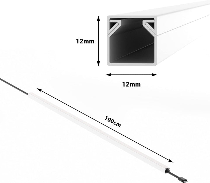 CILSON Kabelkanal 20 m | 20x 1 m Lang, 12x12 mm Breite x Höhe, Weiss, Selbstklebend, Wand- und Decke