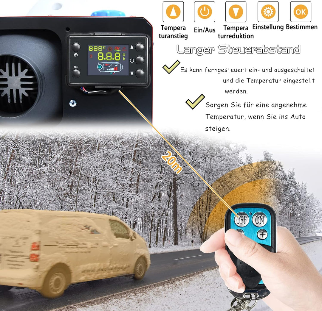 NAIZY Dieselheizung 12V 8KW Diesel Standheizung Lufterhitzer Air Diesel Heizung mit LCD-Bildschirm &