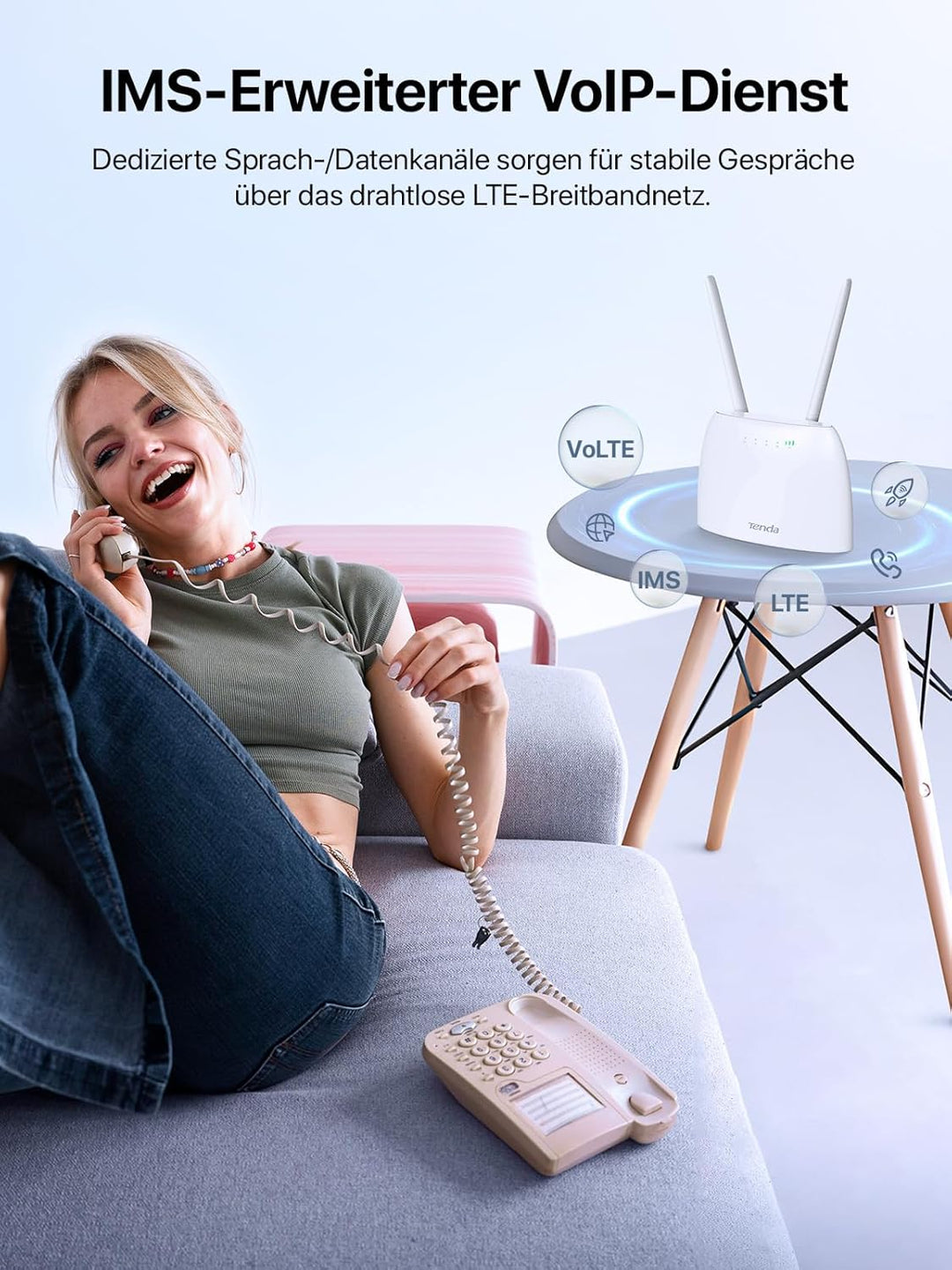 Tenda 4G06 4G VoLTE WLAN Router für SIM Karten (150 Mbit/s im Download, 50 Mbit/s im Upload, 300 Mbi