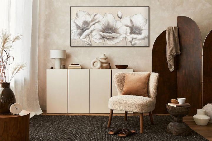 YS-Art XXL Abstrakt Acryl Gemälde auf Leinwand handgemalt Blumen II Wandbilder Wohnzimmer moderne Be