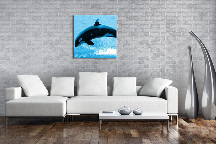 deyoli verspielter Orca Format: 70x70 Effekt: Zeichnung als Leinwandbild, Motiv auf Echtholzrahmen,