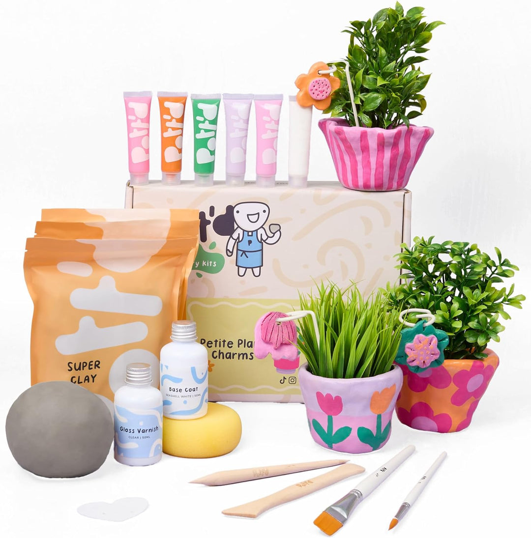 Pott'd Mini-Töpfer-Sets | Lufttrocknendes Töpferset für Erwachsene | Mit Farben, Töpferwerkzeugen un