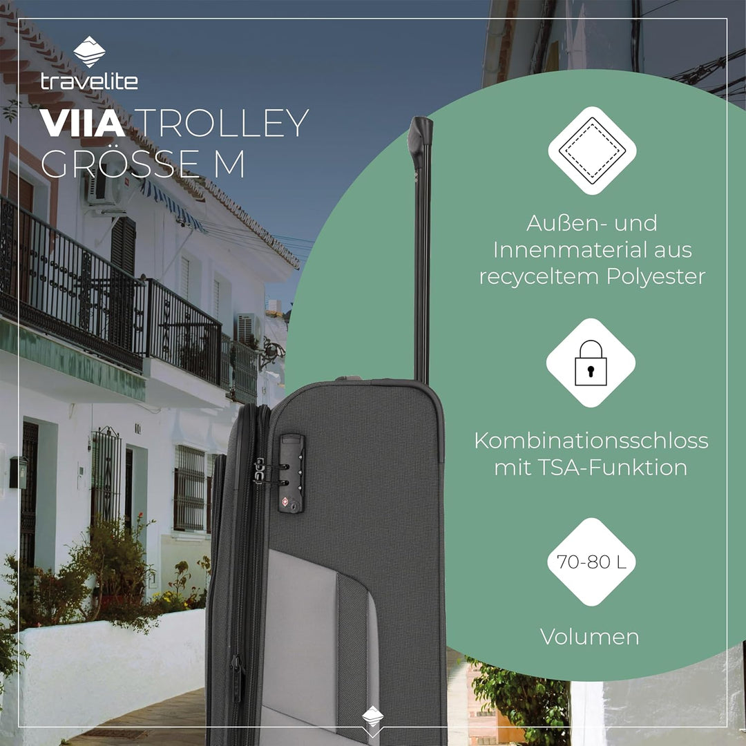 TRAVELITE VIIA 4w Trolley M, Schiefer UNISEX ONE SIZE Trolley M erw. (67 cm) Schiefer (Grau), Trolle