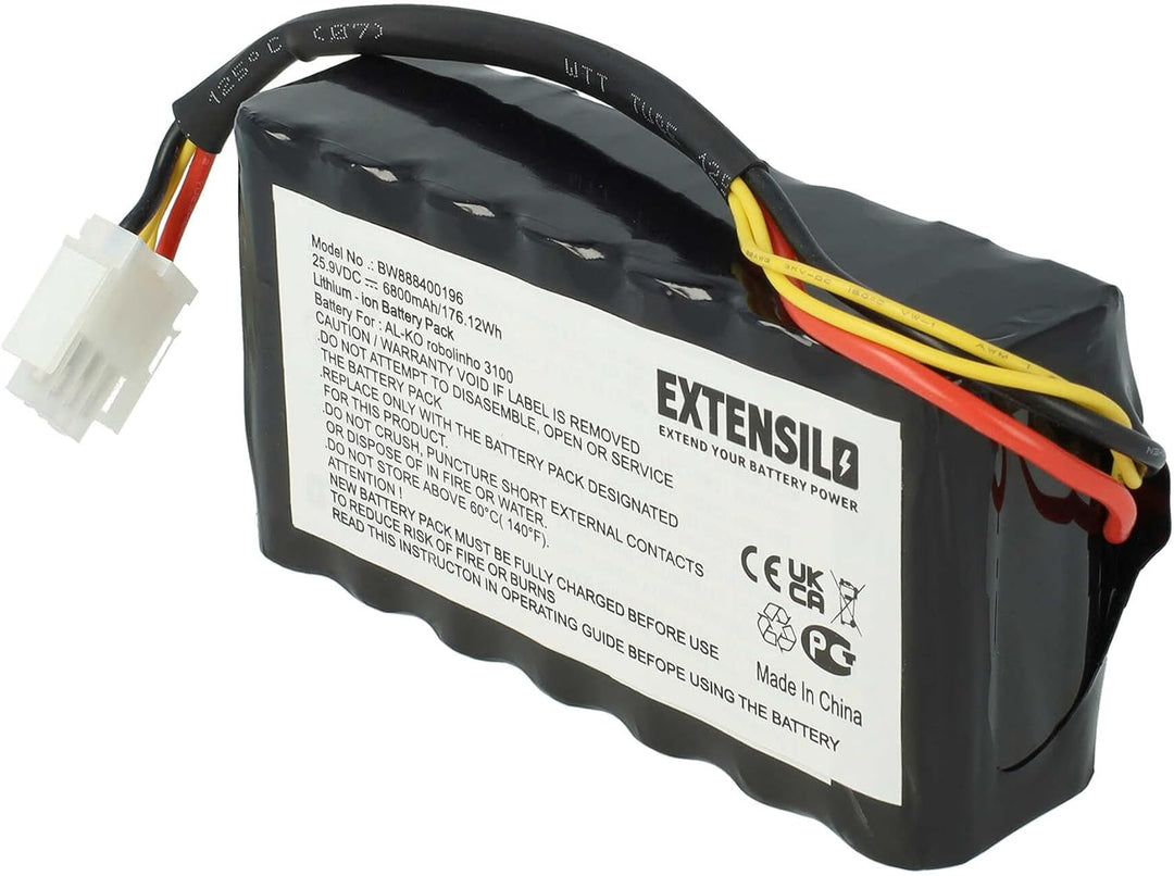 EXTENSILO Akku kompatibel mit AL-KO Robolinho 82, 82.8, 116, 3000, 3100, 4000, 4100 Rasenroboter Ras