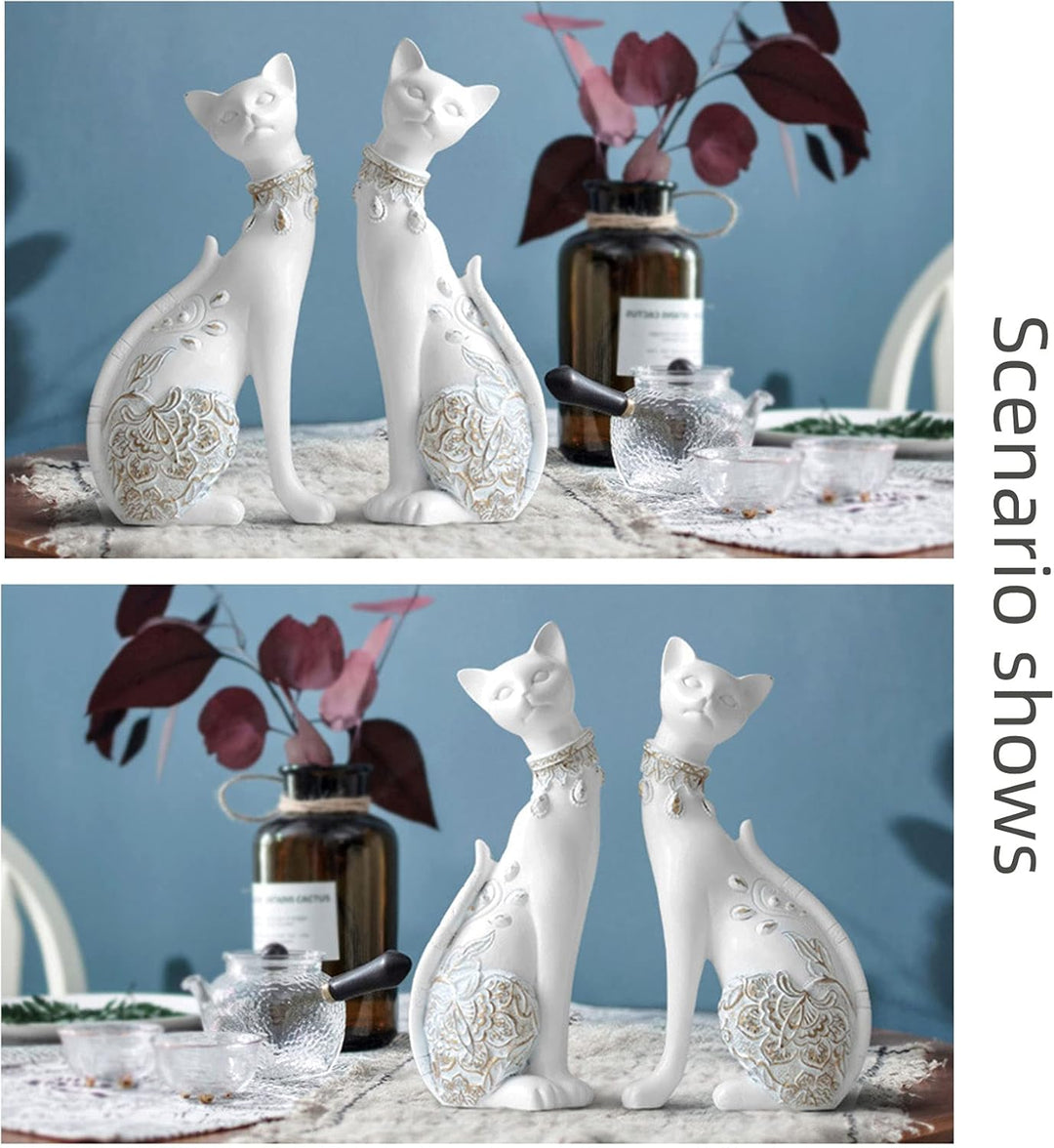 2 Stück/Set Katzenstatuen Heimdekoration Katzenfiguren Paar-Katzenstatuen für Heimdekoration, geeign