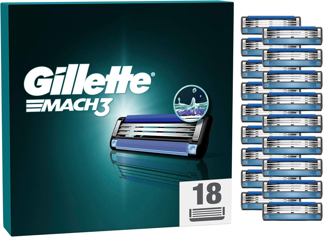 Gillette Mach3 Rasierklingen, 18 Ersatzklingen für Nassrasierer Herren mit 3-fach Klinge 18 Stück (1