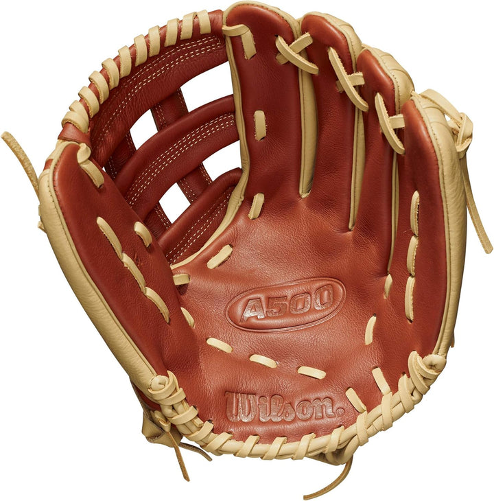 Wilson A500 Baseballhandschuh für Jugendliche Linke Hand Wurf Nützlichkeit 30,5 cm – Blond/Kupfer, L