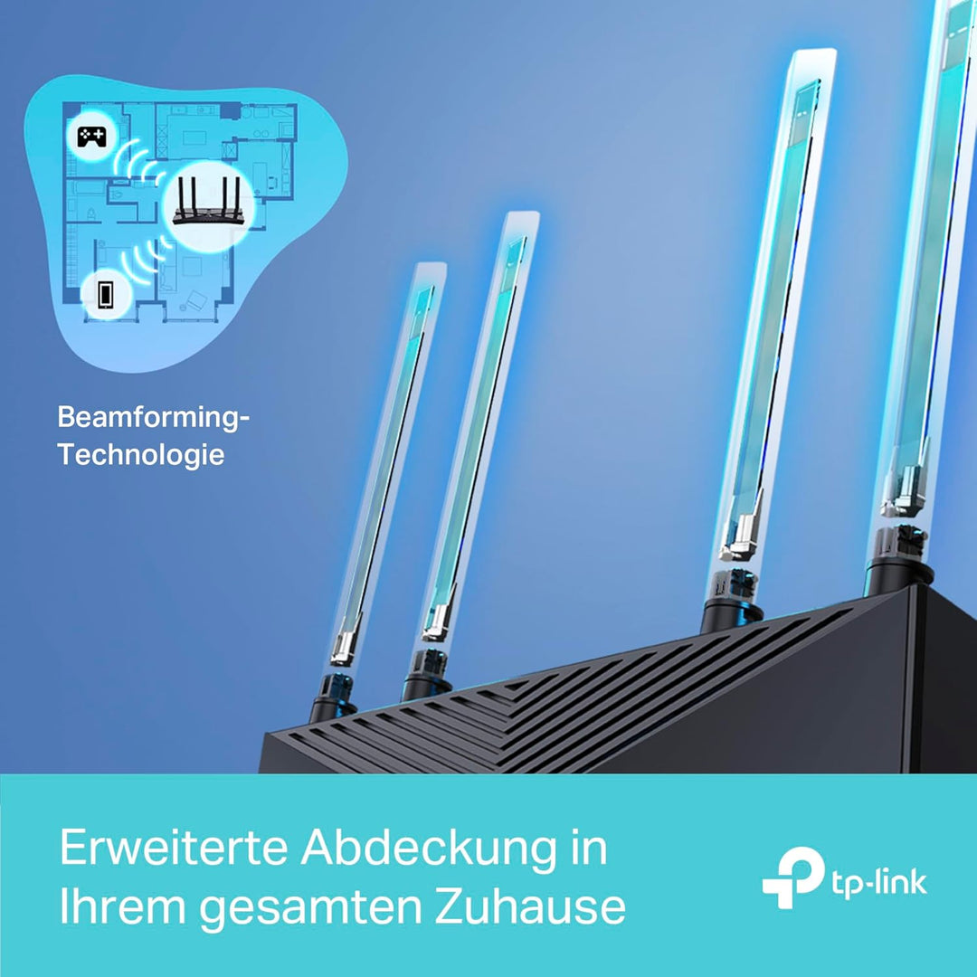 TP-Link Archer AX58 Wi-Fi 6 WLAN Router, Dualband AX3000, 5 Gigabit-Ports, WPA3, Kindersicherung, Ga