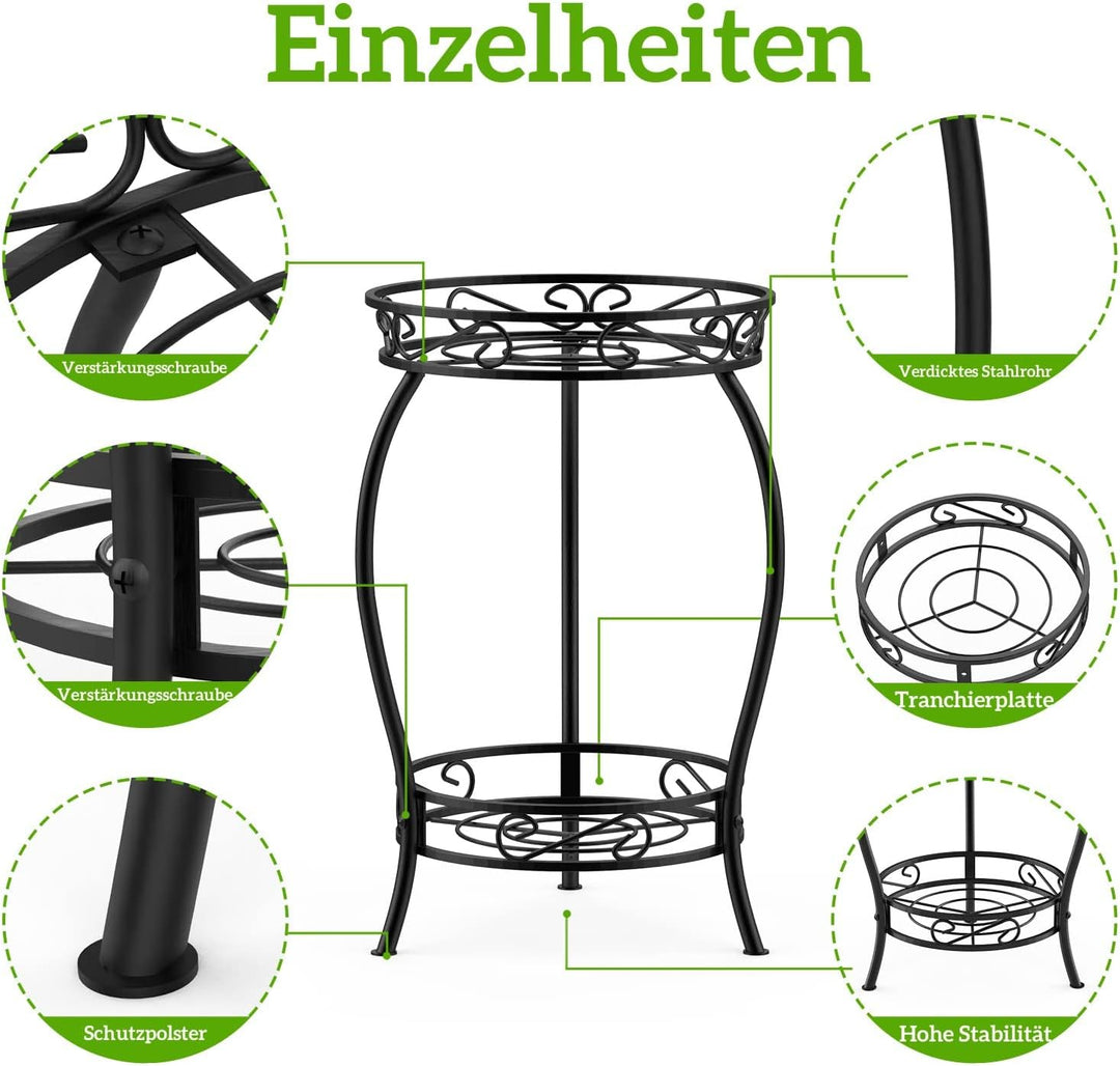 Bomclap Pflanzenständer aus Metall, 48cm Blumenständer Pflanzenständer, 2-stufige Blumentopf Ständer