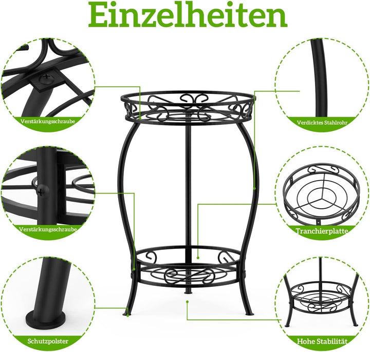 Bomclap Pflanzenständer aus Metall, 48cm Blumenständer Pflanzenständer, 2-stufige Blumentopf Ständer