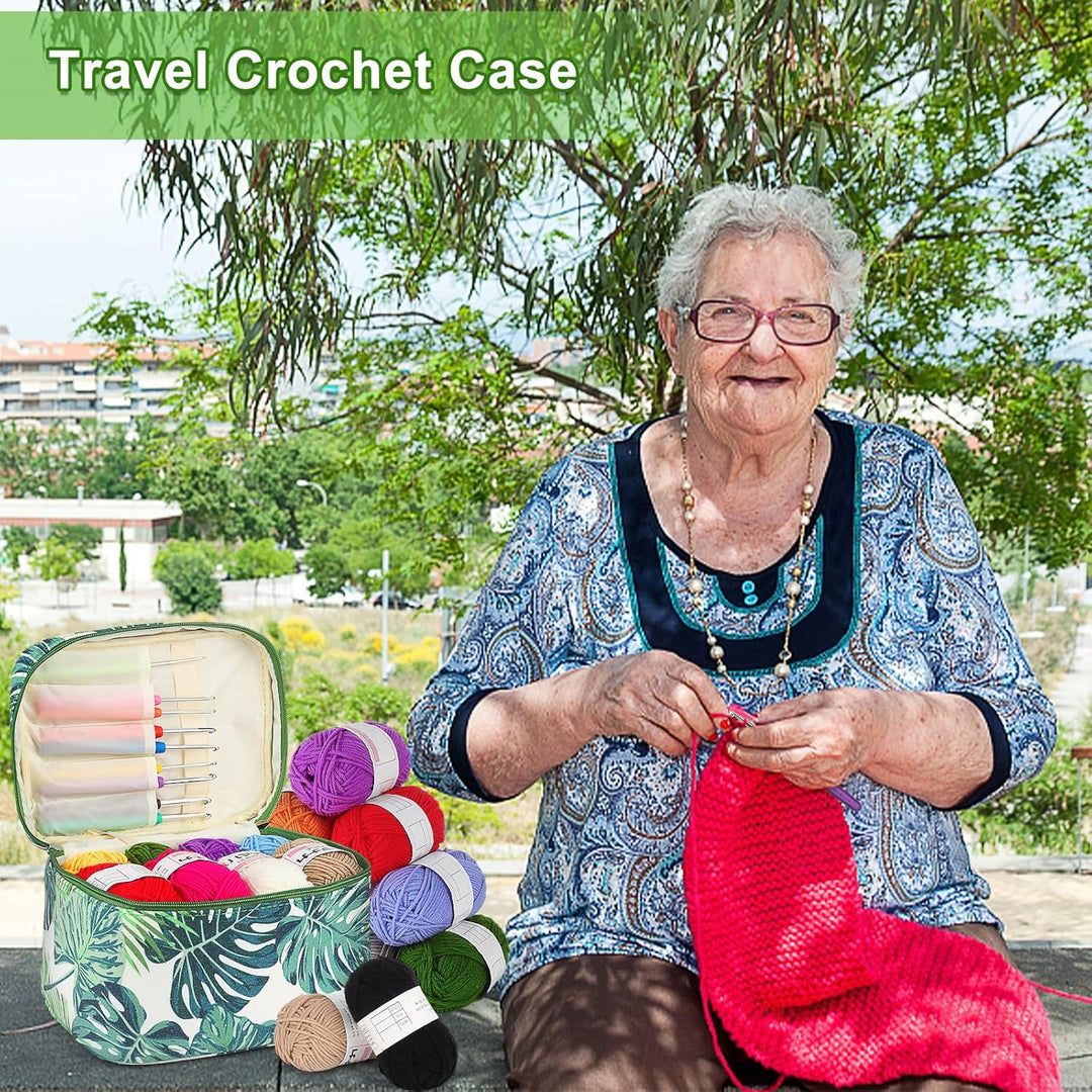 Coopay Häkelnadel Set, Tragbar Häkelset für Anfänger, Bunte Metall Häkelnadel und TPR Häkelnadeln mi